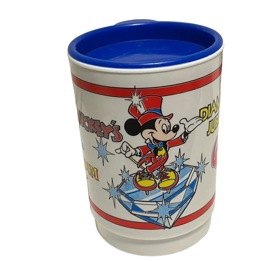 Disney On Ice Mickey's Diamond Jubilee 1988 Handle Cup w Lid